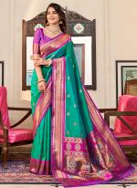 Paithani Silk Teal Festival Wear Weaving Saree